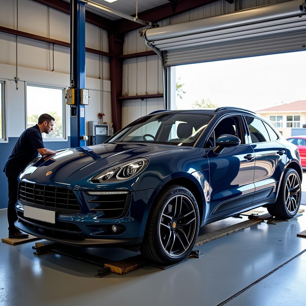 Porsche Macan Undergoing Maintenance Check