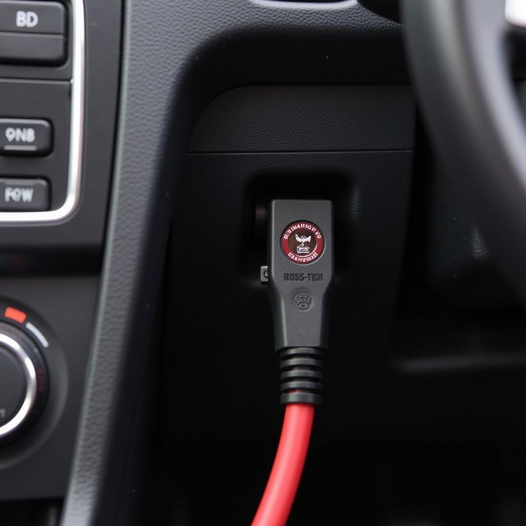 Ross-Tech cable connected to car's OBD-II port