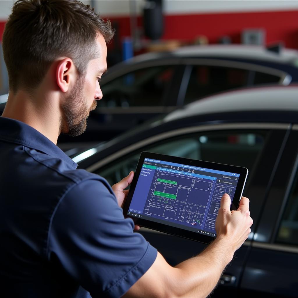 Mechanic Using Ross-Tech VCDS on a Surface Pro