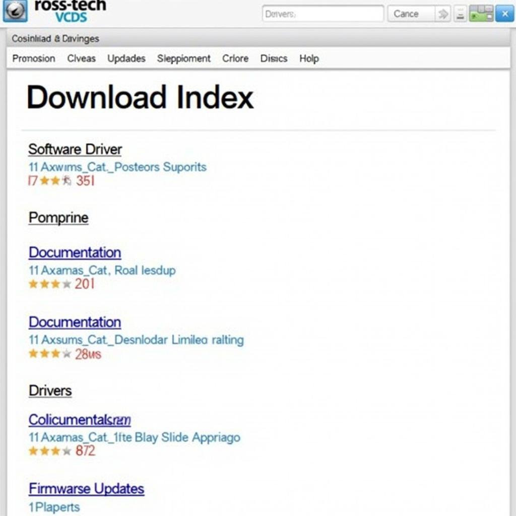 VCDS Download Index Screenshot