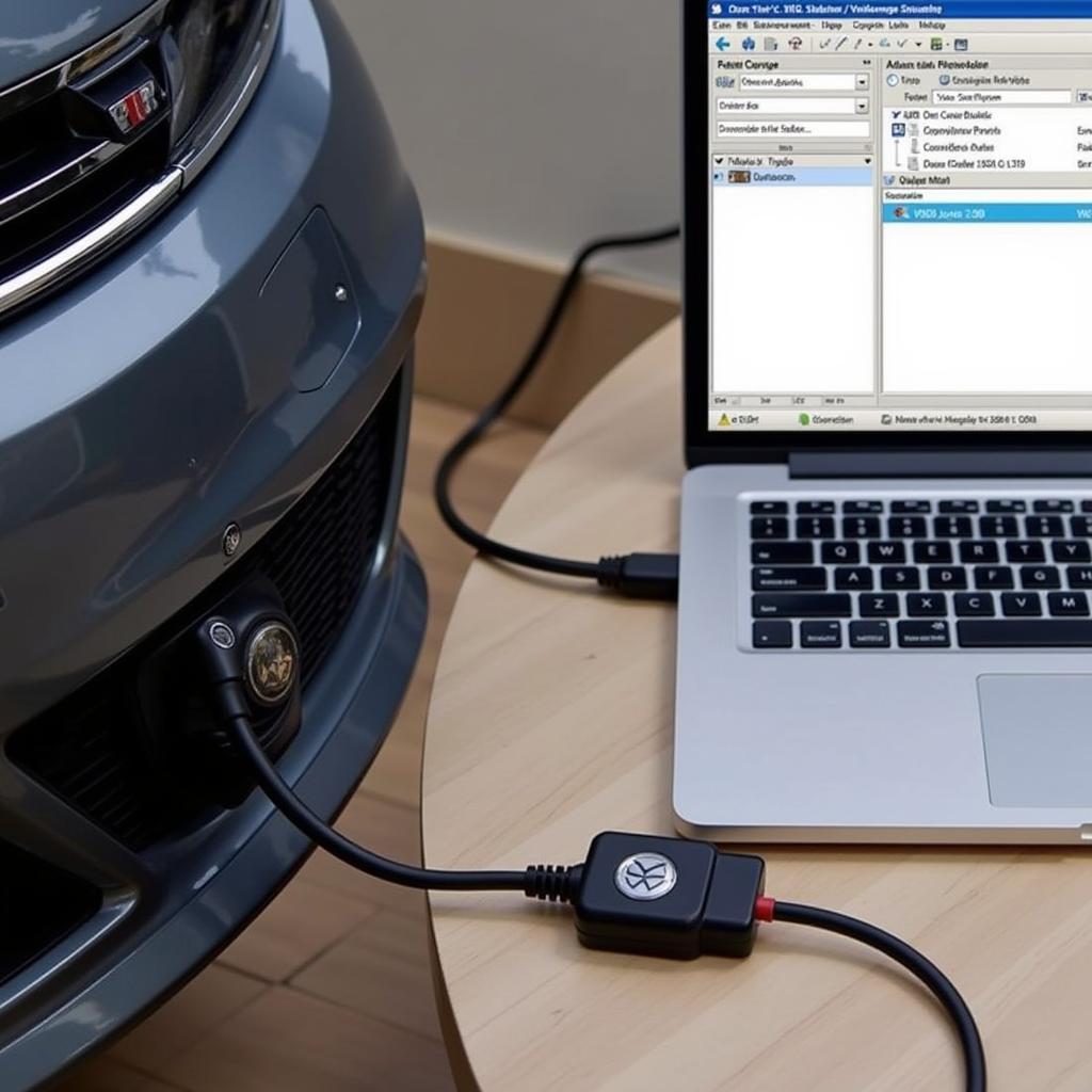 Ross-Tech VCDS HEX V2 Connected to Car OBD-II Port