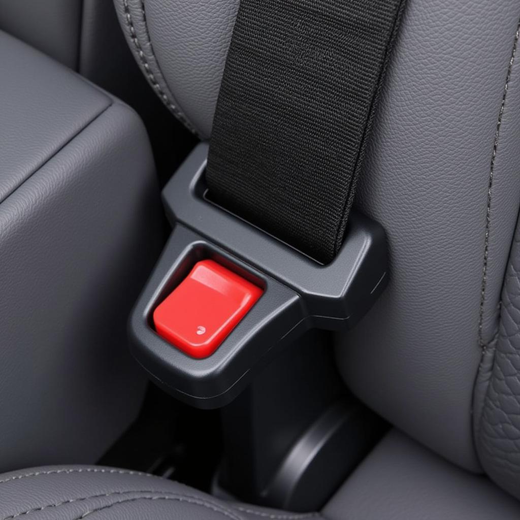 Close-up of a car seat belt buckle