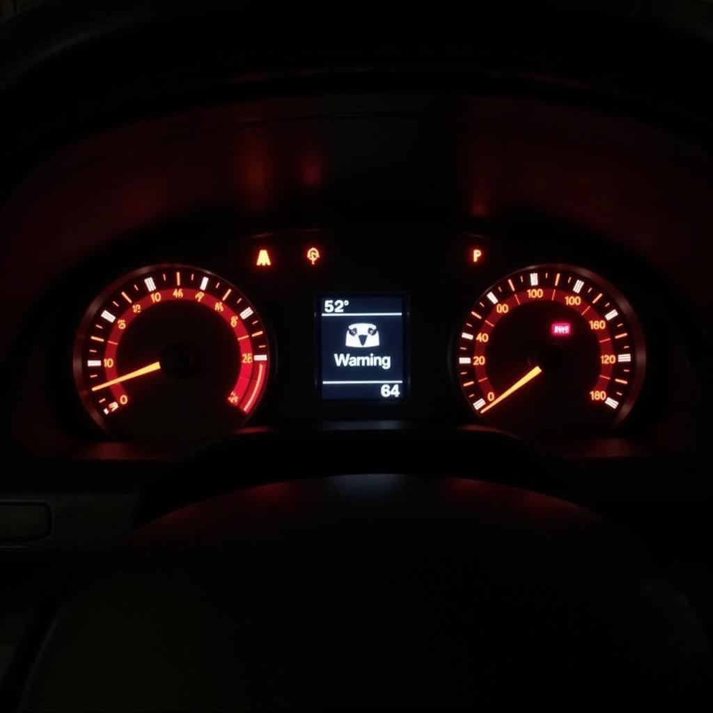 Car Dashboard Showing Warning Lights