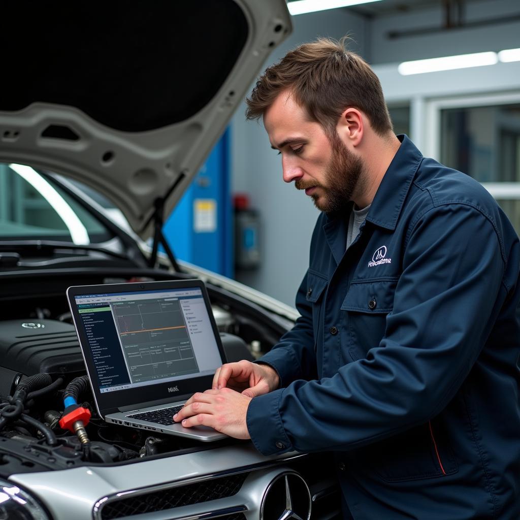 Technician performing VCDS mod