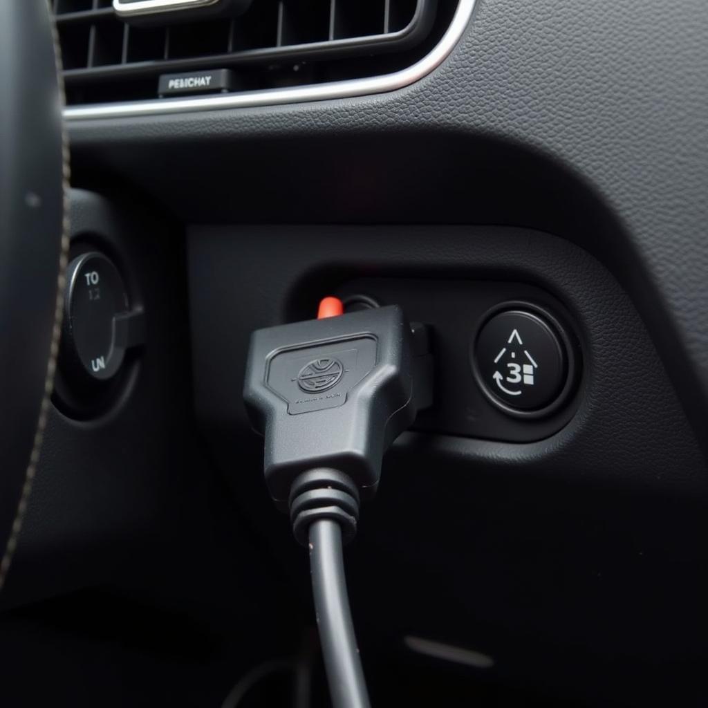 VAG COM Cable Connected to Car OBD-II Port