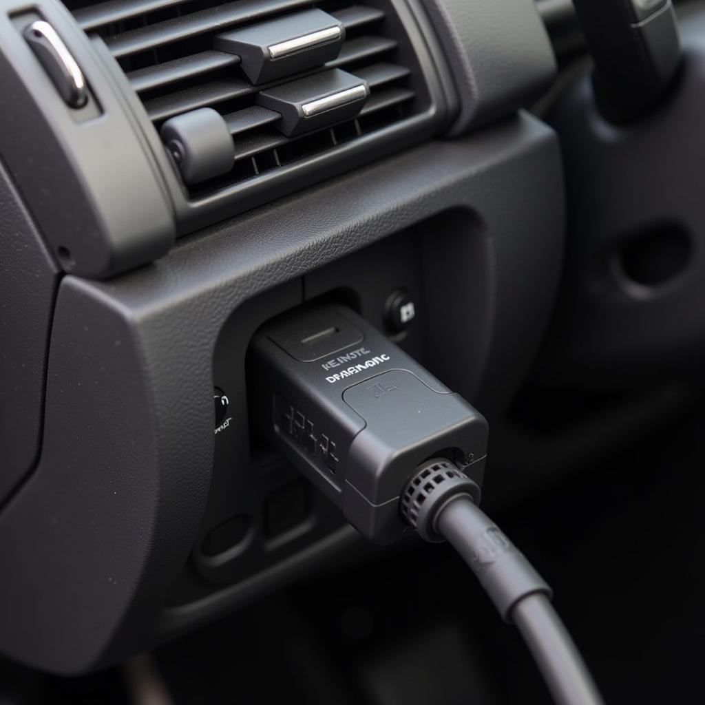 VAG COM Cable Connected to Car's OBD-II Port