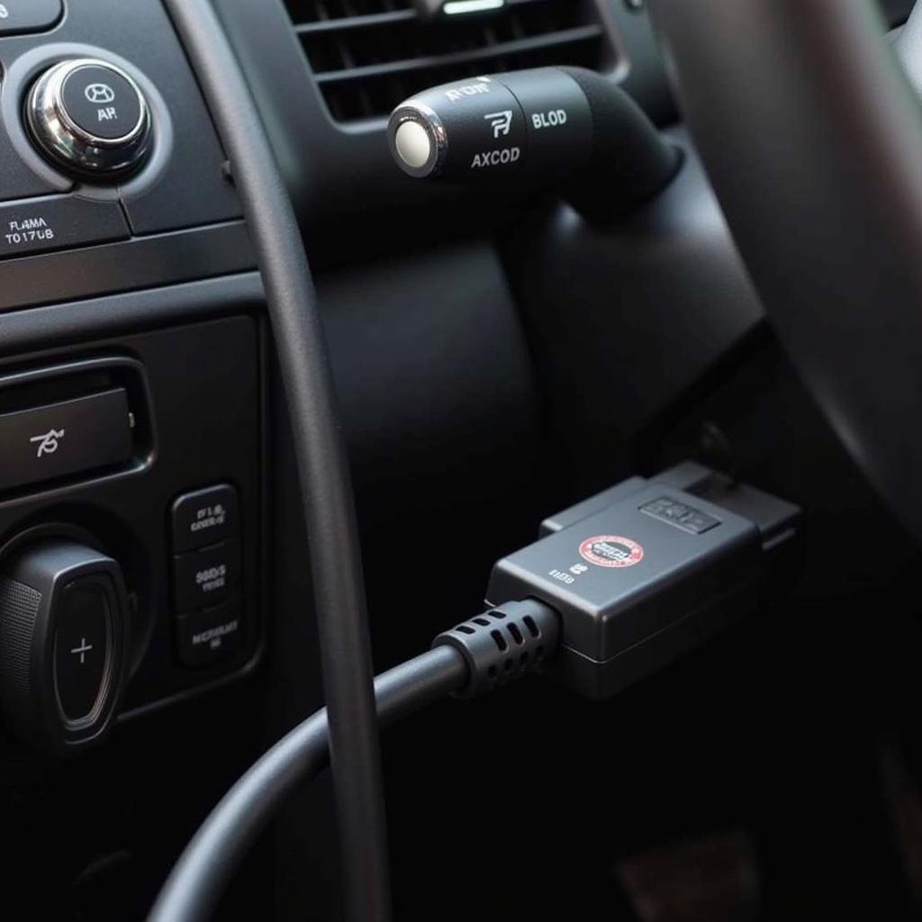 VAG-COM KKL 409.1 Cable connected to car's OBD-II port