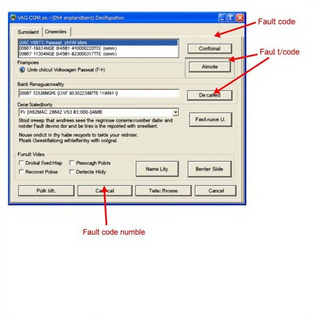 VAG-COM Software Displaying Fault Codes on a Laptop