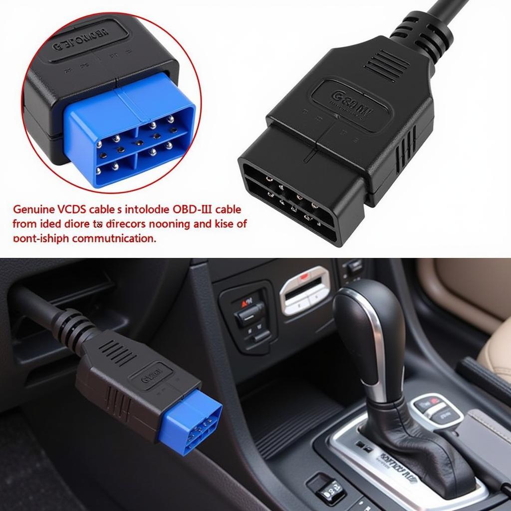 VCDS Cable Connected to Car OBD-II Port