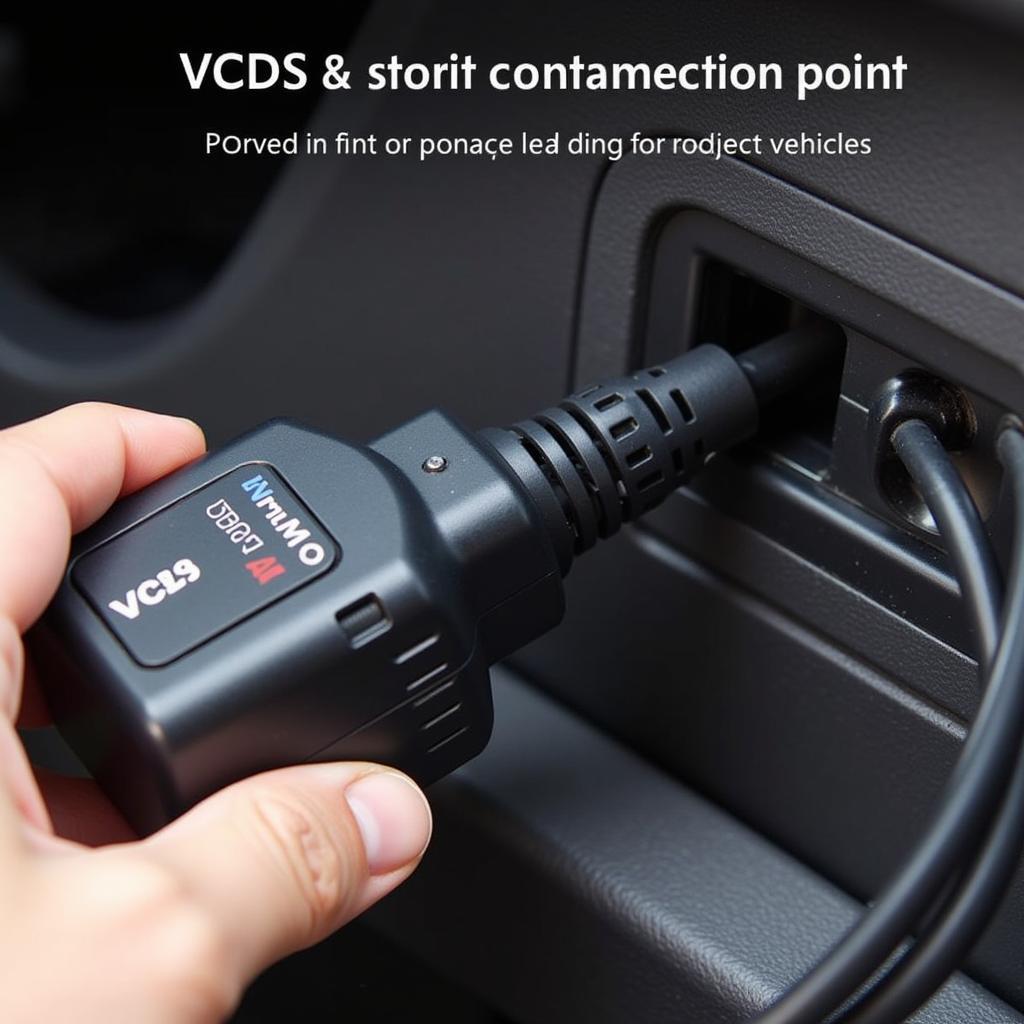 VCDS Cable Connected to Car OBD-II Port