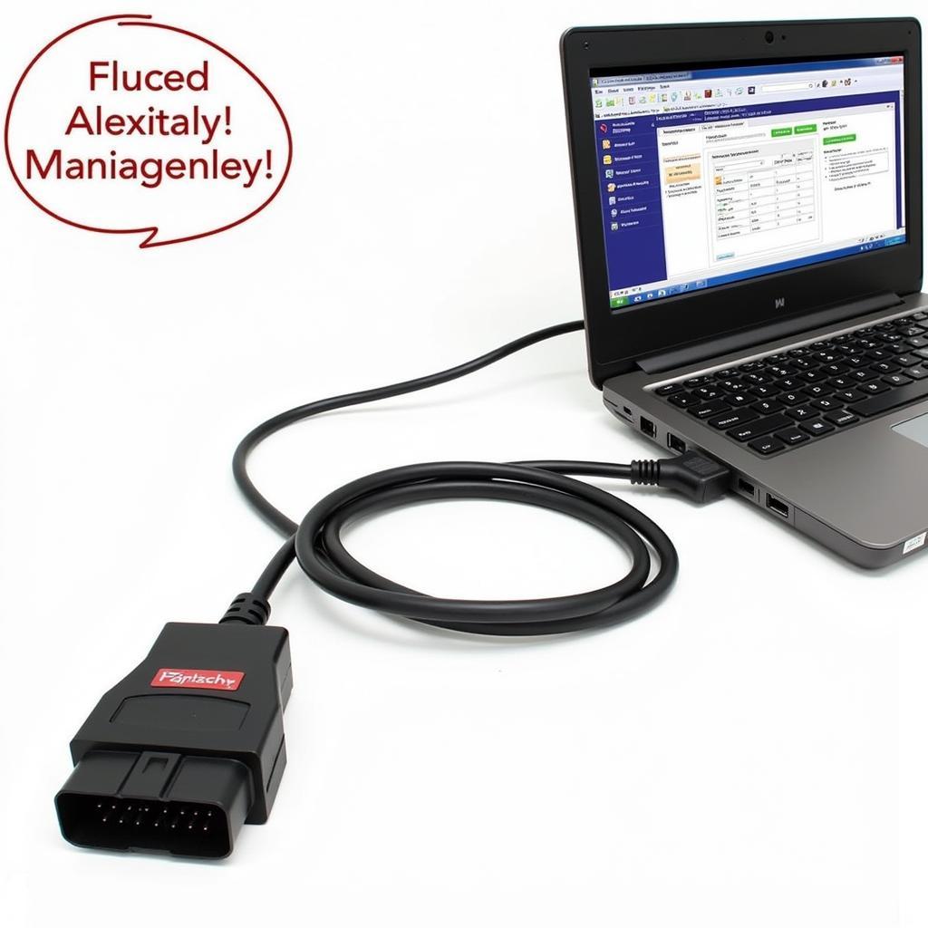 VCDS cable connected to a car's OBD-II port