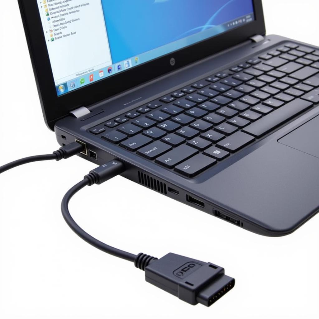 VCDS cable connected to Windows 7 laptop