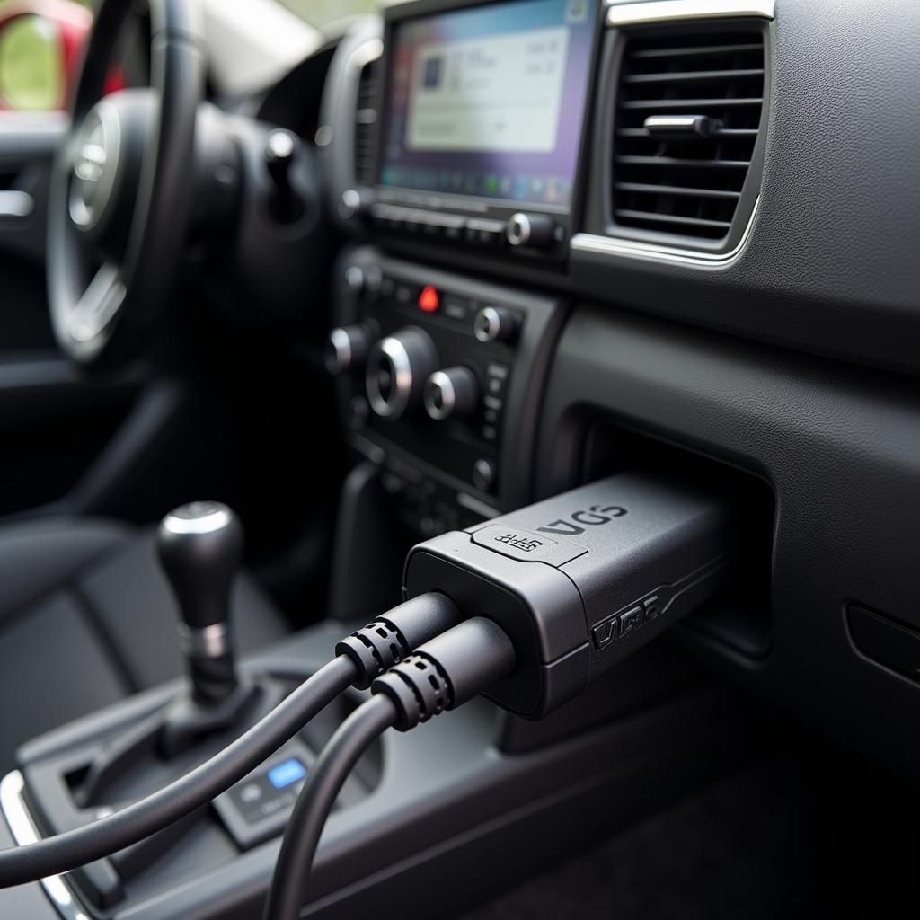 VCDS Connector plugged into an Audi