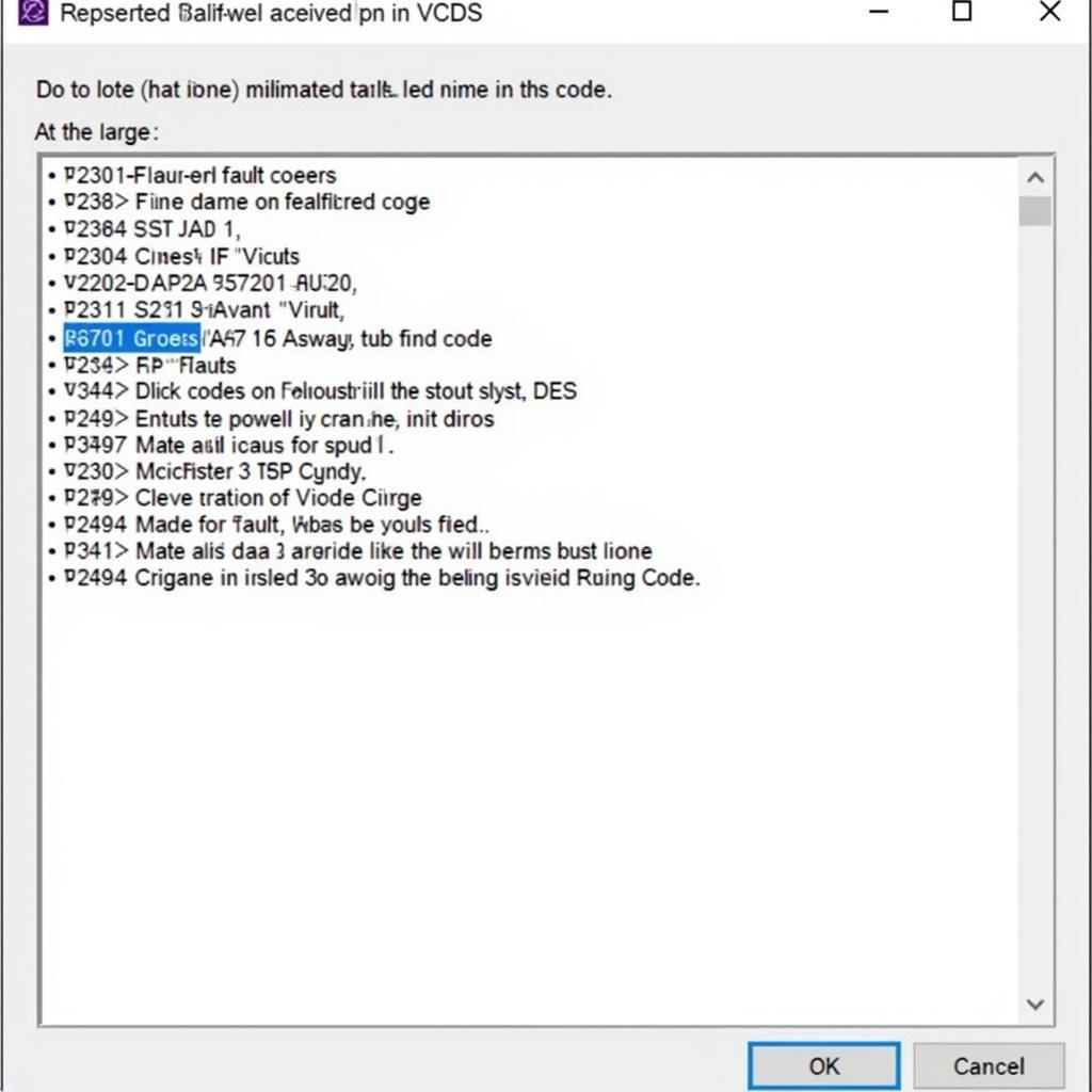 List of Fault Codes in VCDS