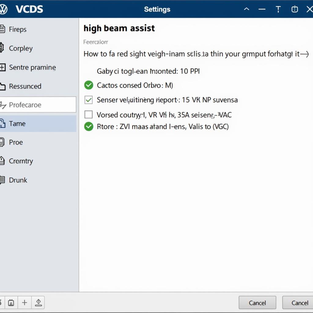 VCDS Settings for Tiguan High Beam Assist