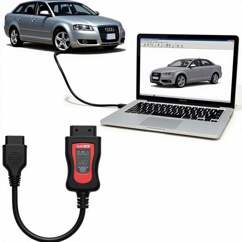 VCDS Interface Connected to Audi A3 8P for Service Reset