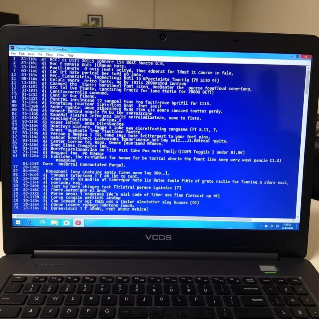 VCDS Software Interface Displaying Fault Codes on a Laptop Screen