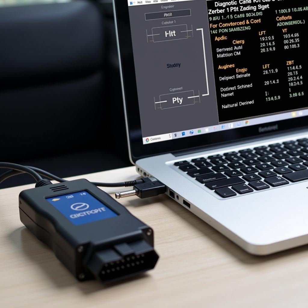 VCDS system plugged into a car's OBD-II port