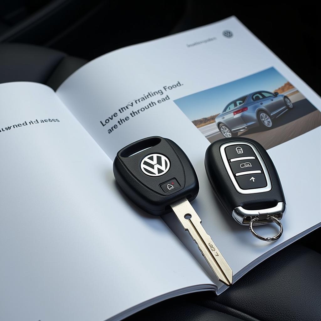 VW Car Key and Remote on Owner's Manual