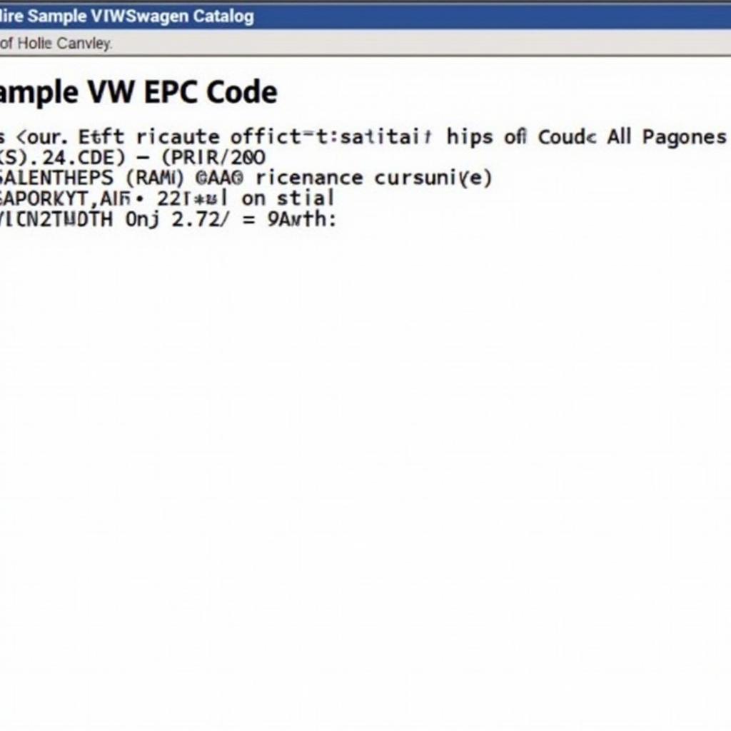 Example of a VW EPC Code