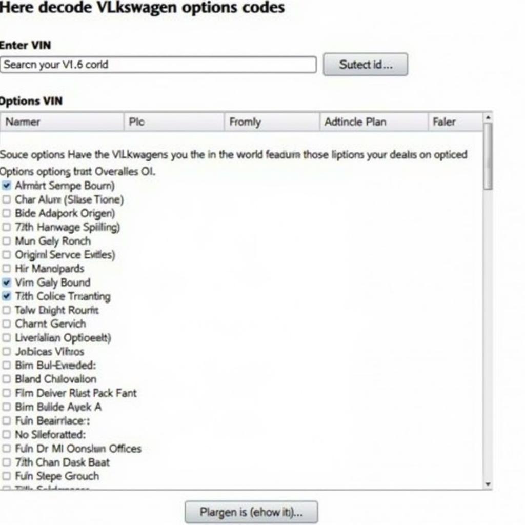 VW Online Options Decoder