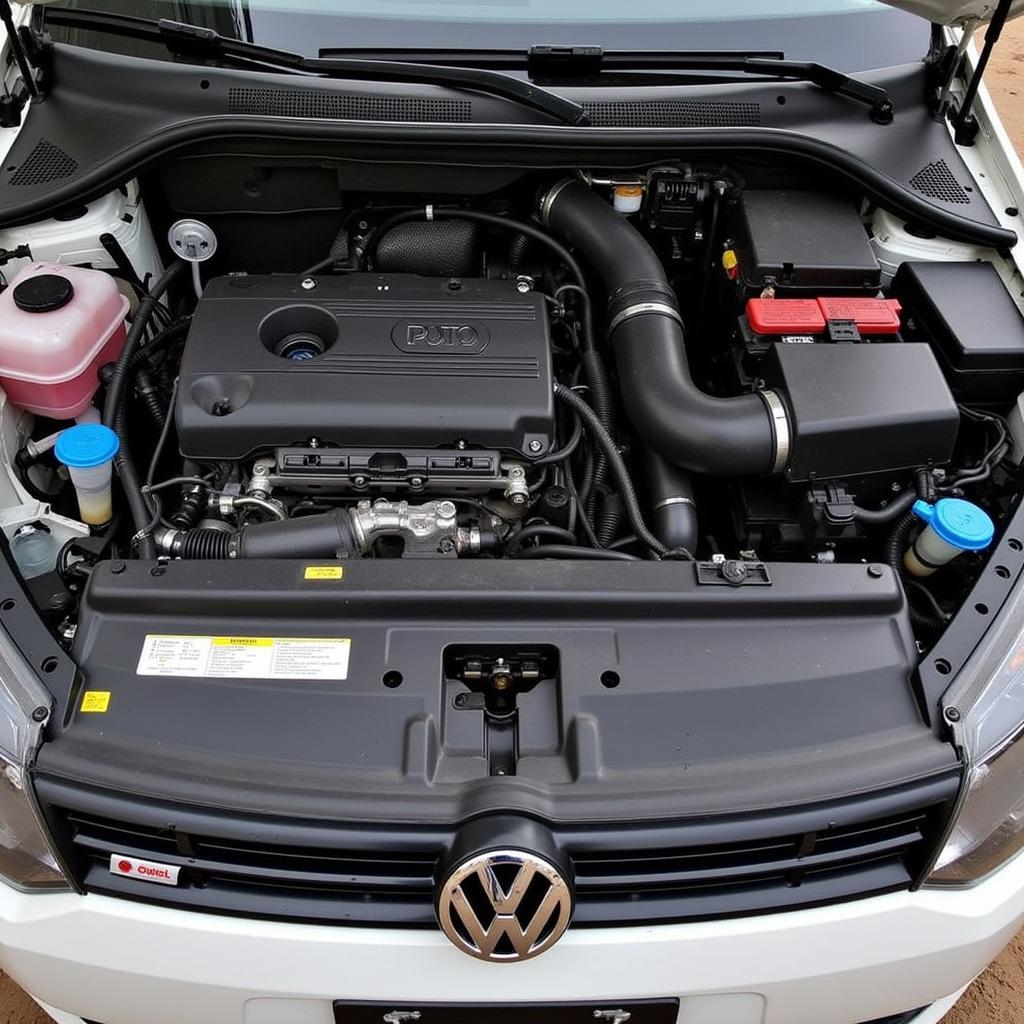 Engine bay of a Volkswagen Polo highlighting key components related to potential EPC errors