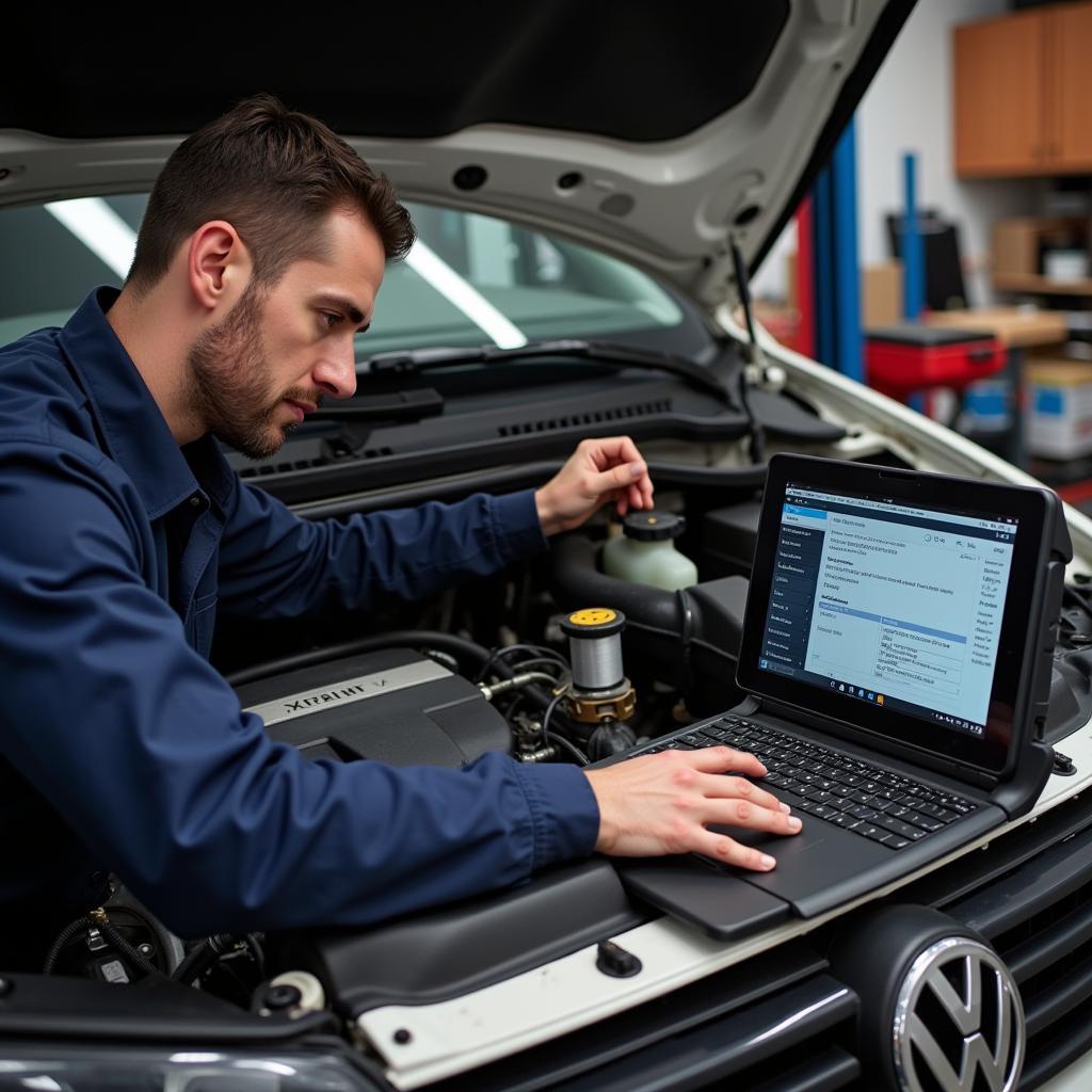 Inspecting the Engine Bay of a VW T4