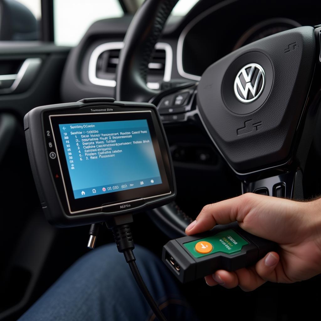 VW Tiguan OBD Scanner in Use