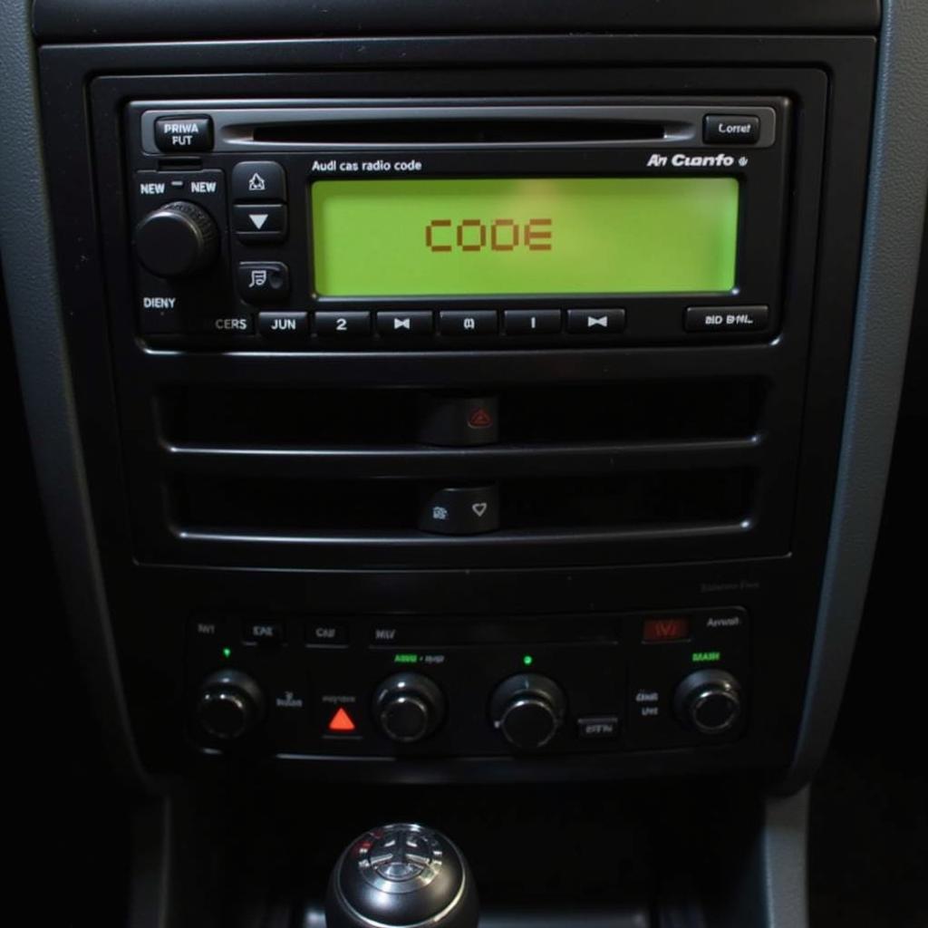 1998 Audi A4 Concert radio display showing "CODE" message