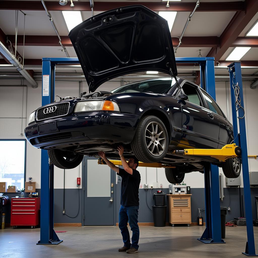 2001 Audi S3 Being Inspected by a Professional Mechanic