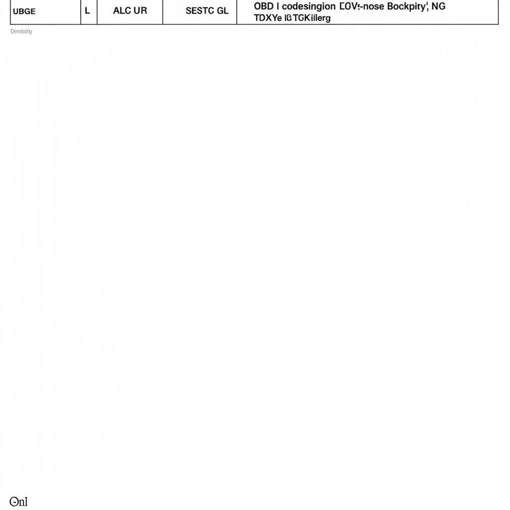 OBD-II code lookup chart for a 2001 VW Beetle 2.0L