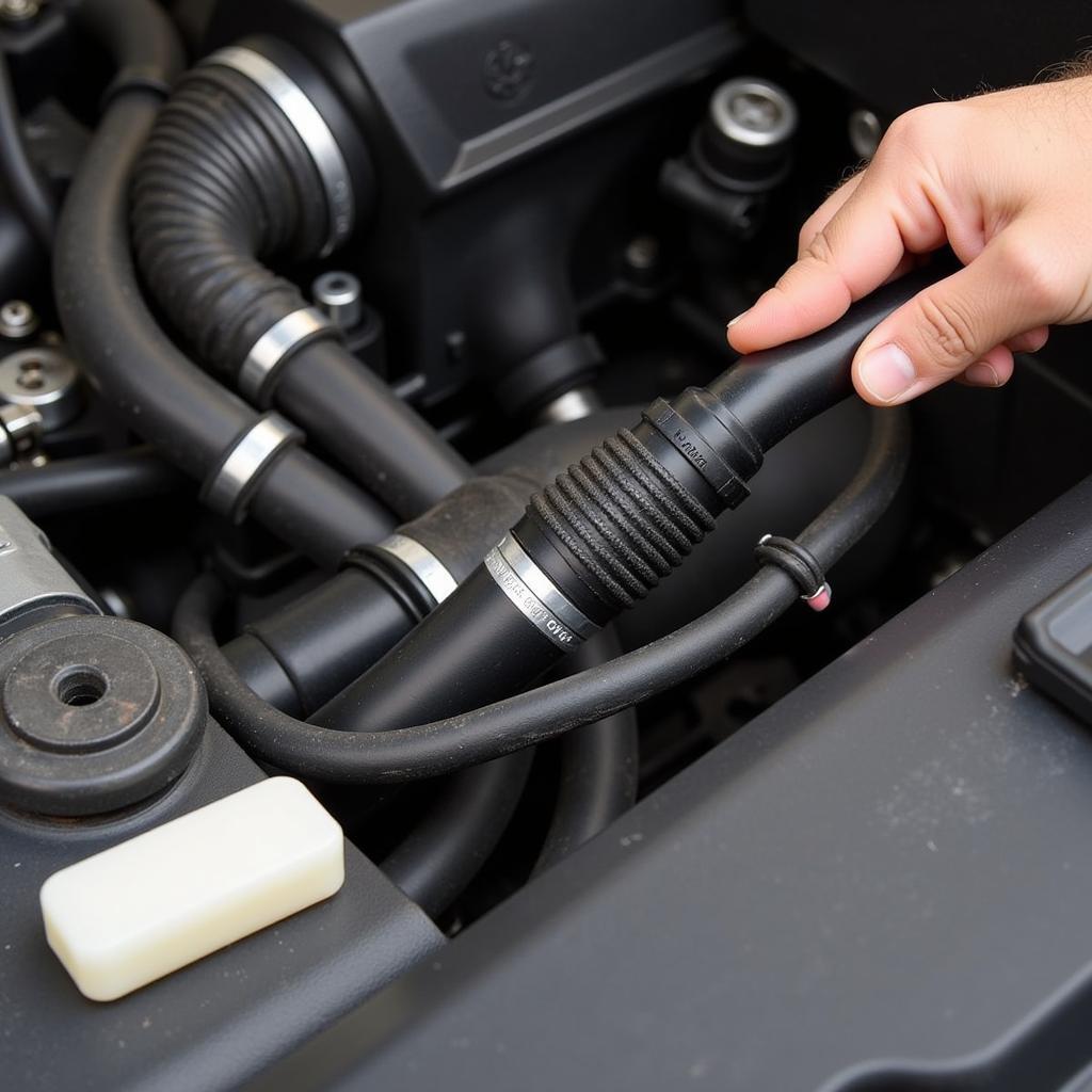 Checking the air hoses for blockage and damage on a 2004 VW Touareg