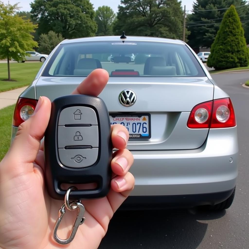 Testing the newly programmed remote fob on a 2007 VW Jetta