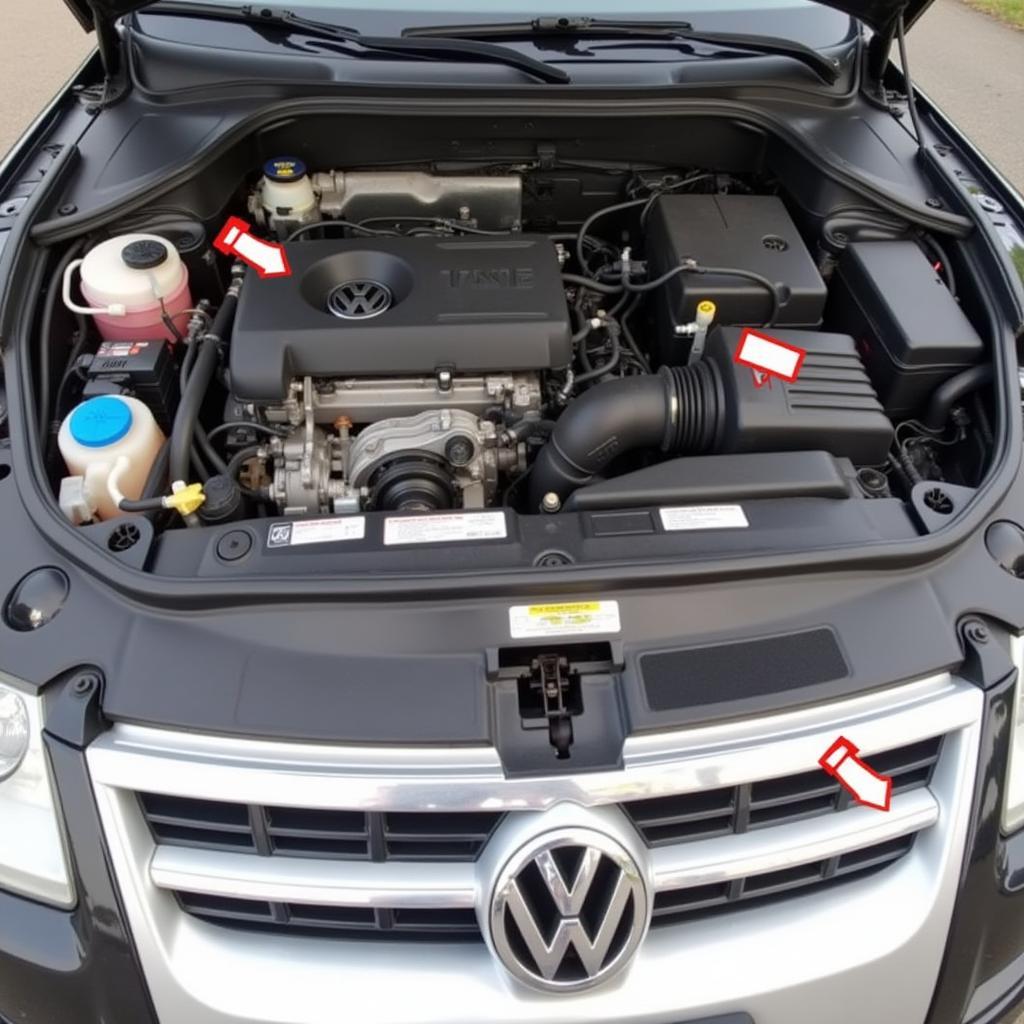 2007 VW Touareg Engine Bay Engine Code Location