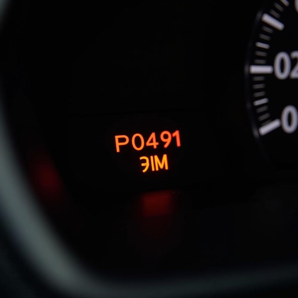 2012 Audi Q5 dashboard displaying the check engine light due to the P0491 engine code.