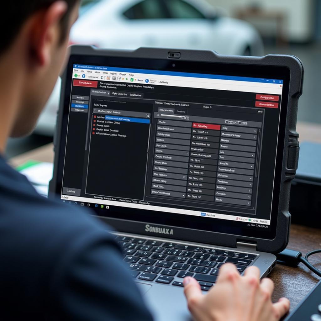 Technician Using 5054a VCDS to Perform Coding and Adaptations on a Vehicle