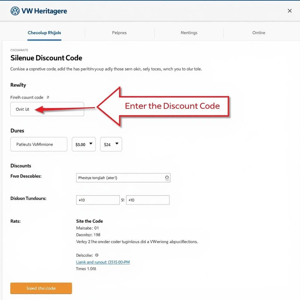 Applying a VW Heritage Discount Code at Checkout