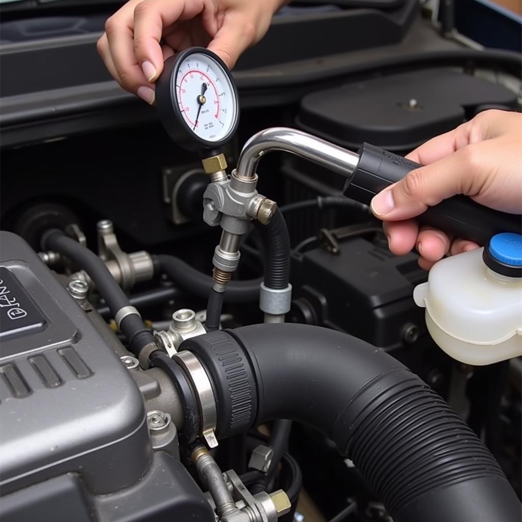 Boost leak test being performed on an Audi 2.0 engine