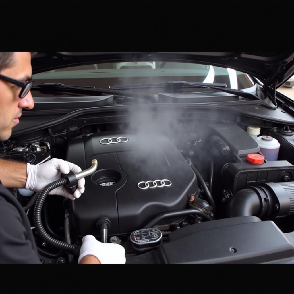 Checking for intake leaks on an Audi A4 1.8T engine