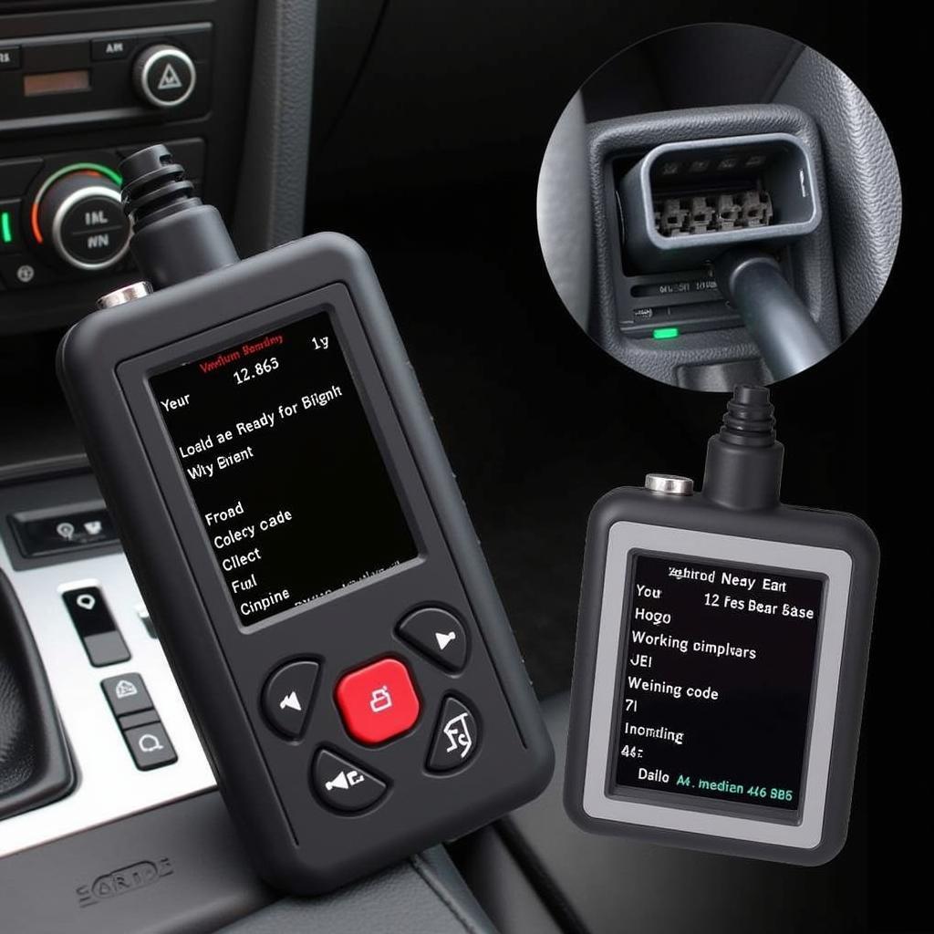 Reading engine readiness codes with an OBD-II scanner on an Audi A4 B6