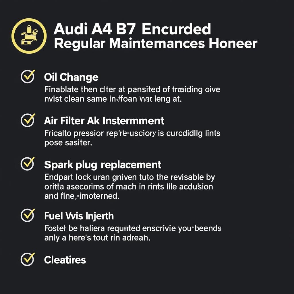 Regular maintenance checklist for an Audi A4 B7