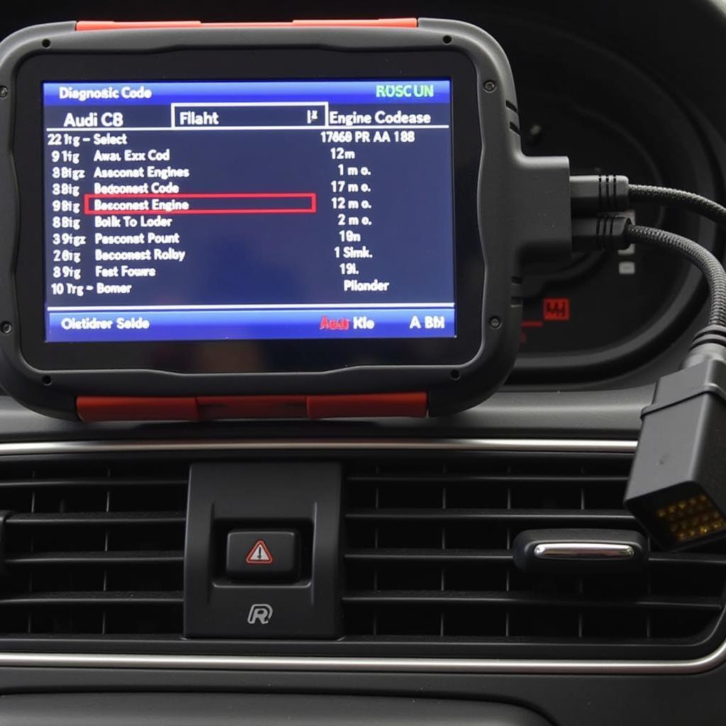 Diagnostic Tool Displaying Audi A4 B8 Engine Code