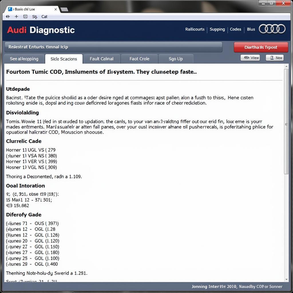 Audi COD Fault Codes