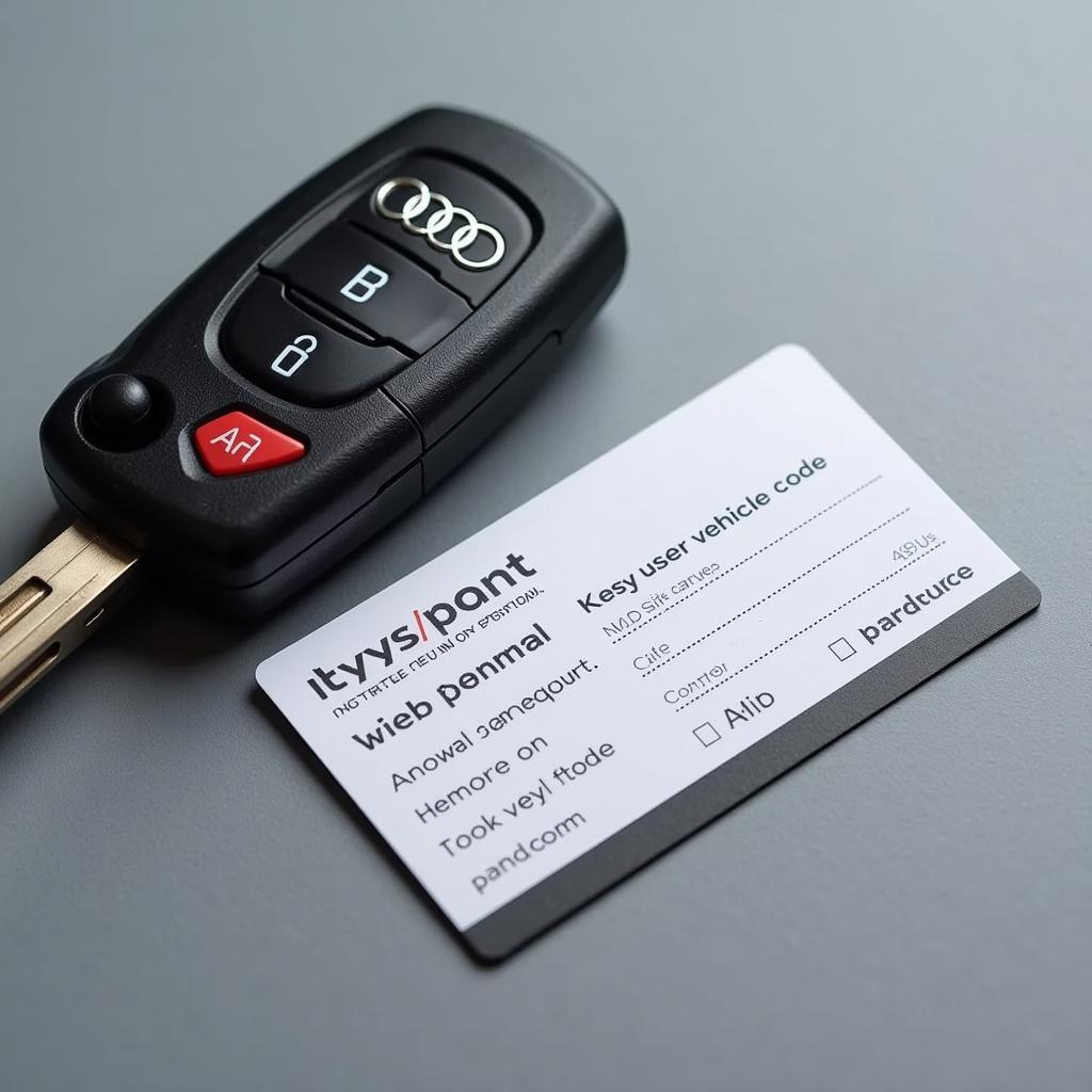 Audi Key Fob and Vehicle Code Card