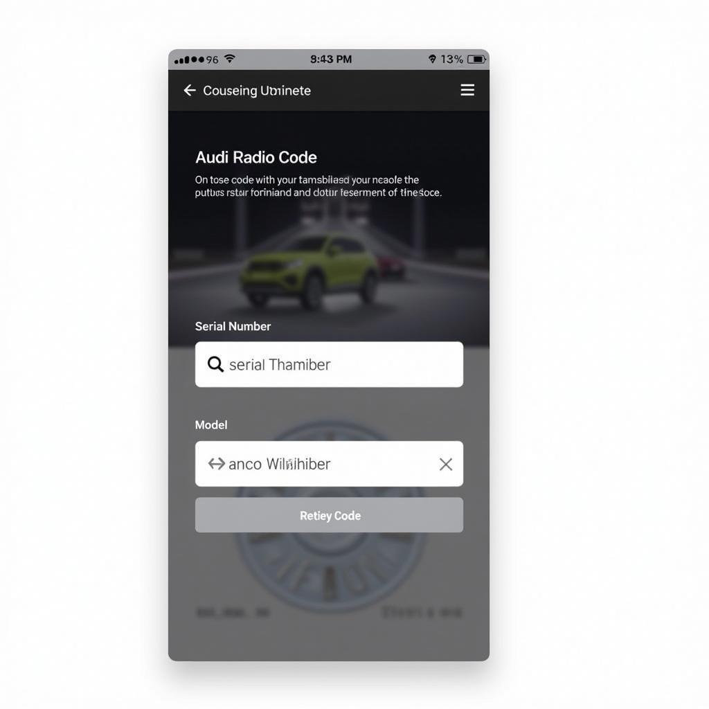 Audi Radio Code App Interface