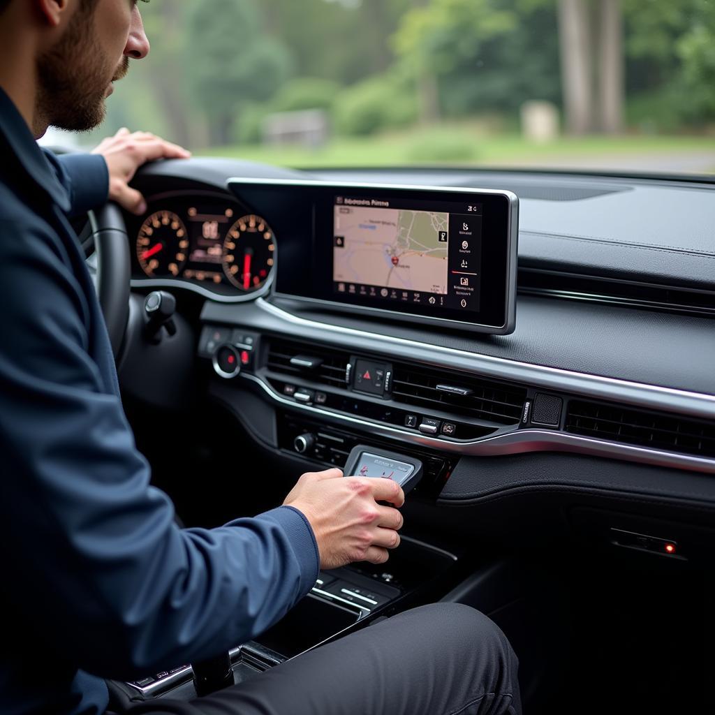 Audi Technician Performing RNS-E Code Unlock