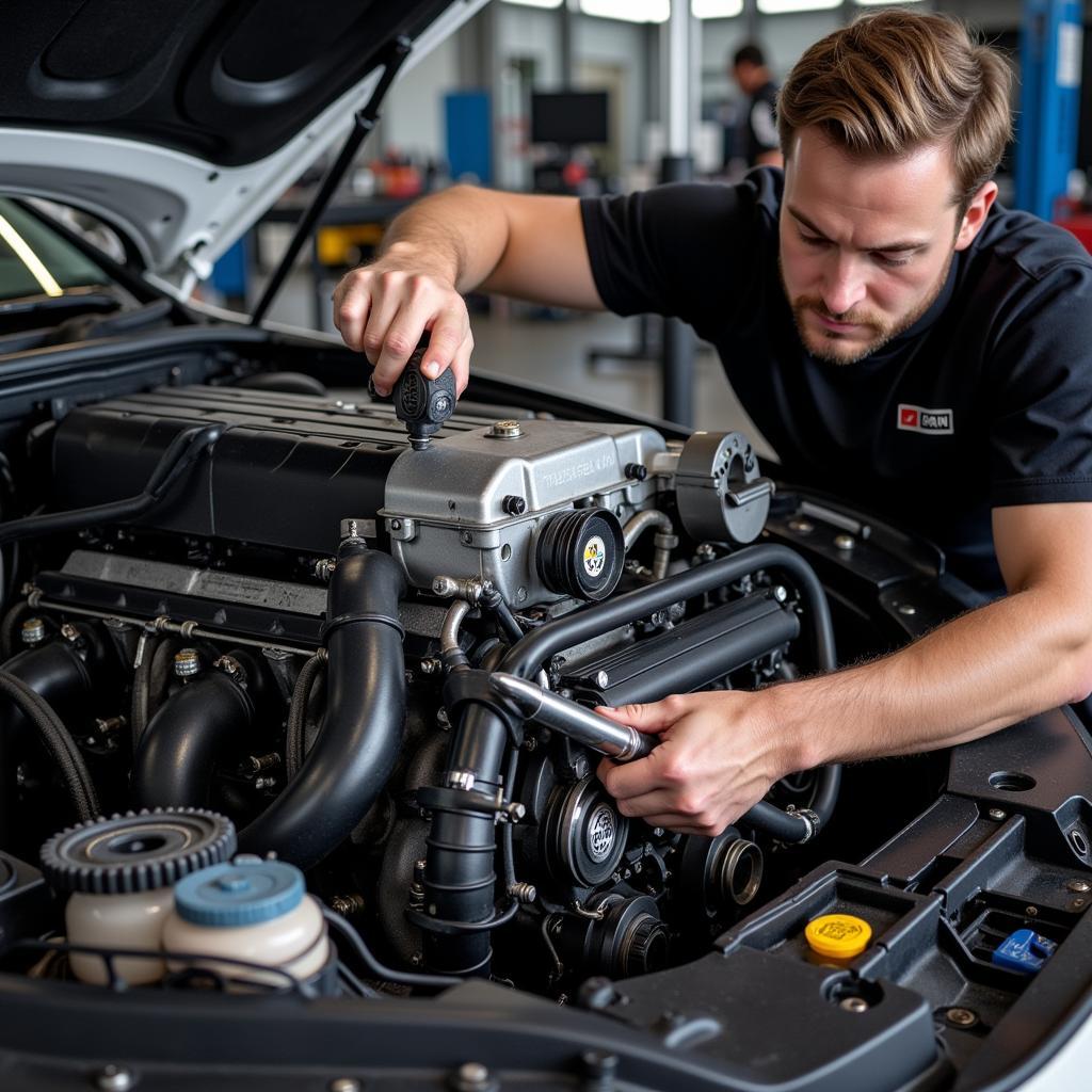 Audi V8 Engine Undergoing Repair