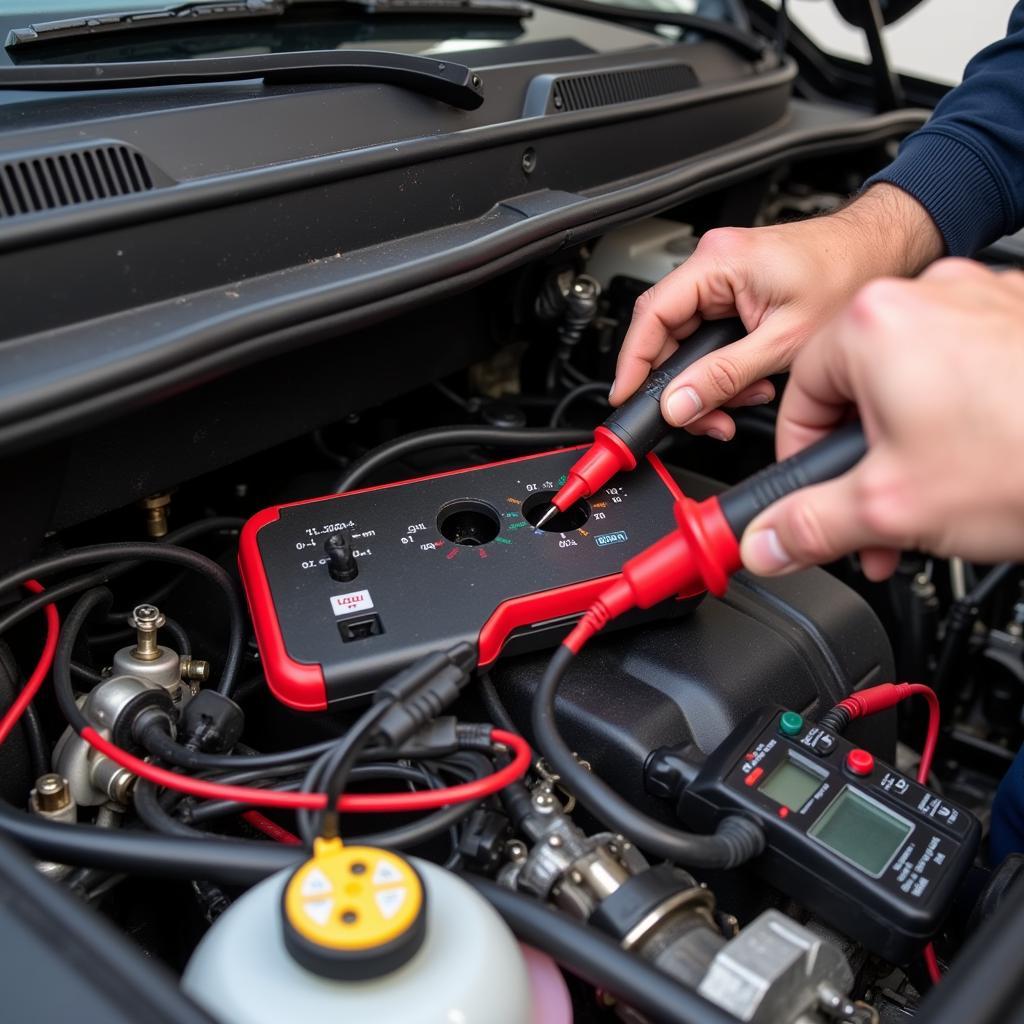 Car Electrical System Diagnosis with Multimeter and Diagnostic Tools