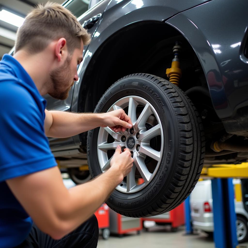 Car on Lift for ABS Sensor Check