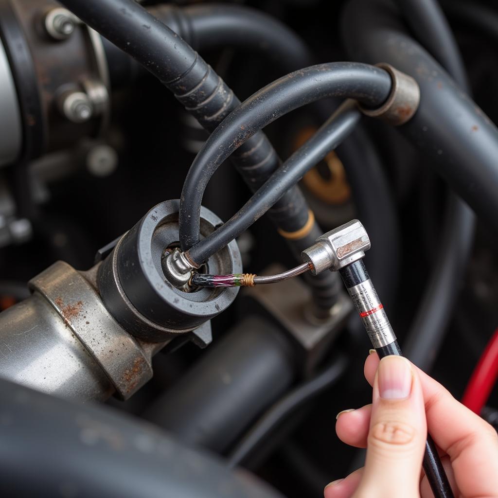 Mechanic Checking MAF Sensor Wiring and Connector